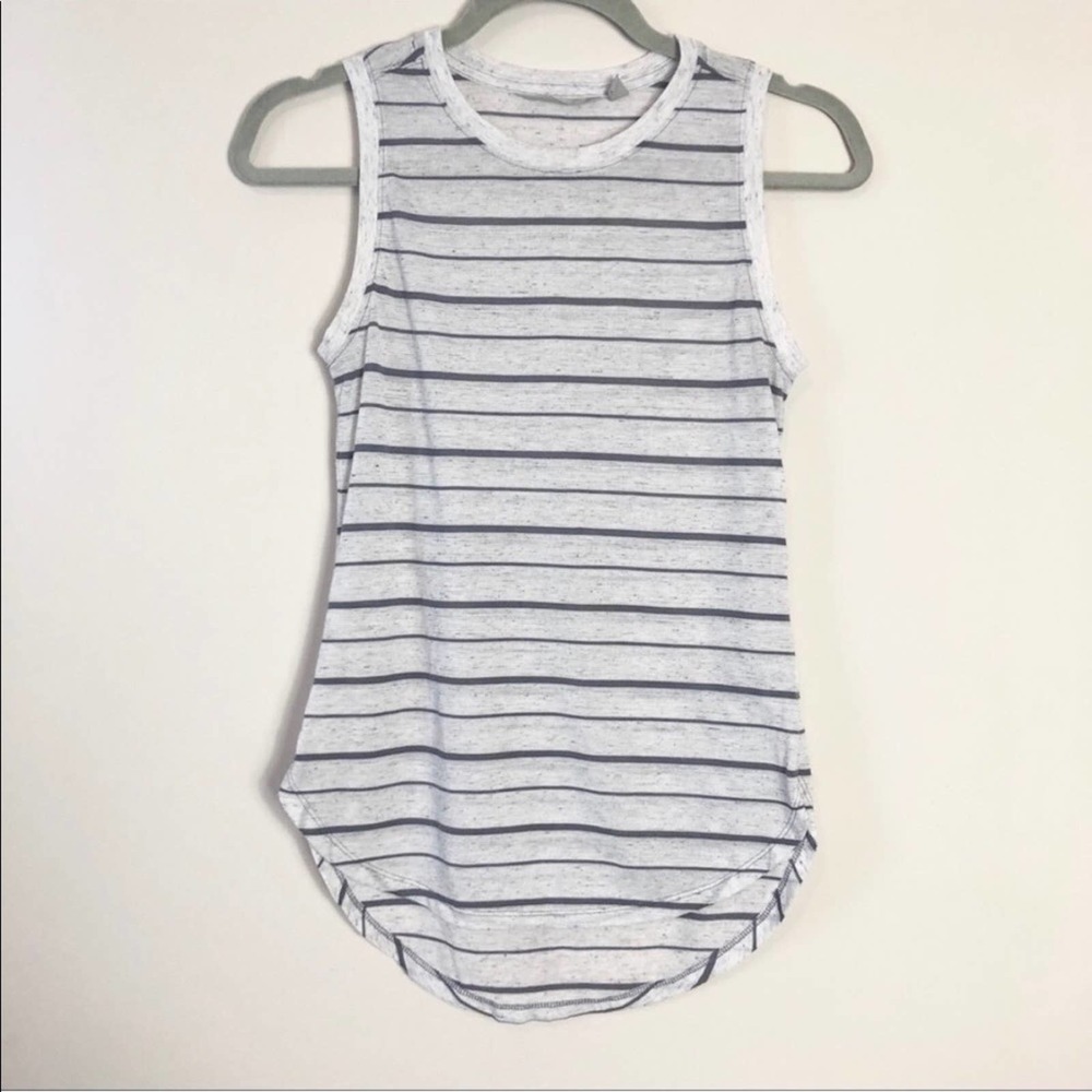 Athleta White and Blue Striped Tank Top